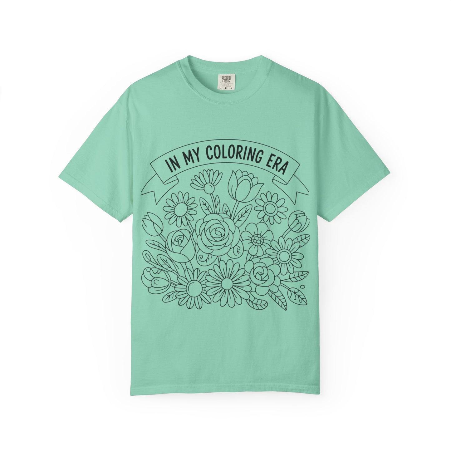 Coloring Era T-Shirt, Floral Graphic Tee, Unisex Gift, DIY Coloring Tee, Relaxed Fit Shirt, Creative Apparel