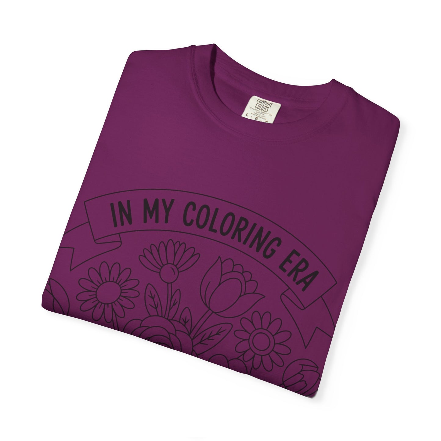 Coloring Era T-Shirt, Floral Graphic Tee, Unisex Gift, DIY Coloring Tee, Relaxed Fit Shirt, Creative Apparel