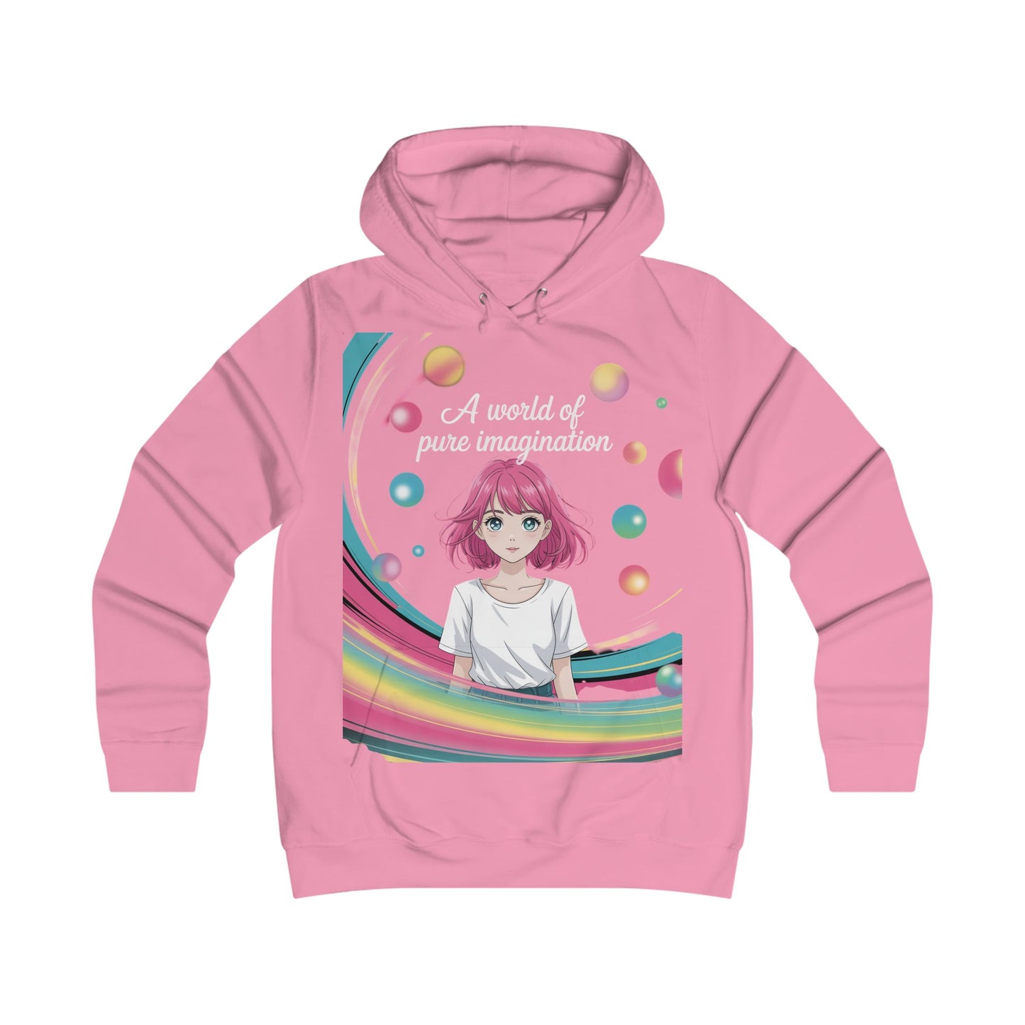 Colorful Girlie College Hoodie, Cute Sweatshirt, Rainbow Art Pullover, Gift for Her, Cozy Fashion, Trendy Streetwear