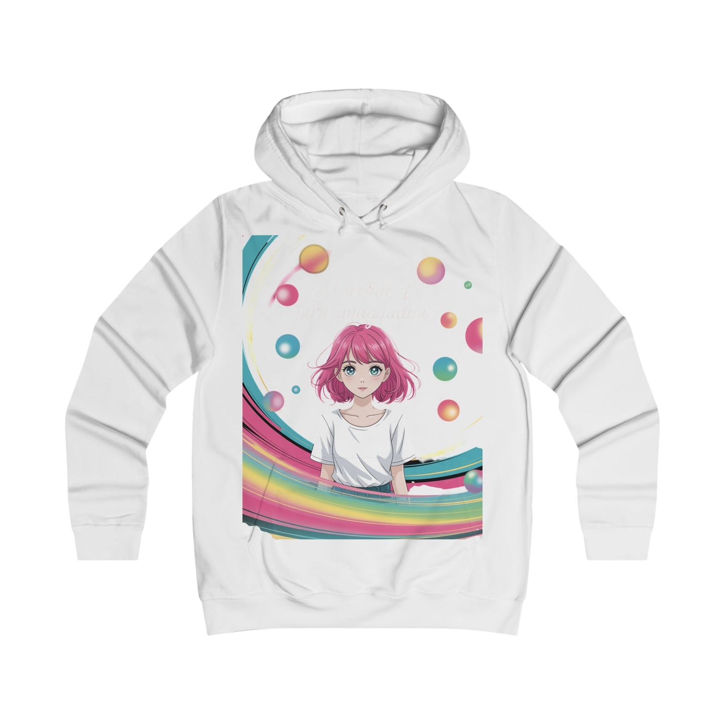Colorful Girlie College Hoodie, Cute Sweatshirt, Rainbow Art Pullover, Gift for Her, Cozy Fashion, Trendy Streetwear