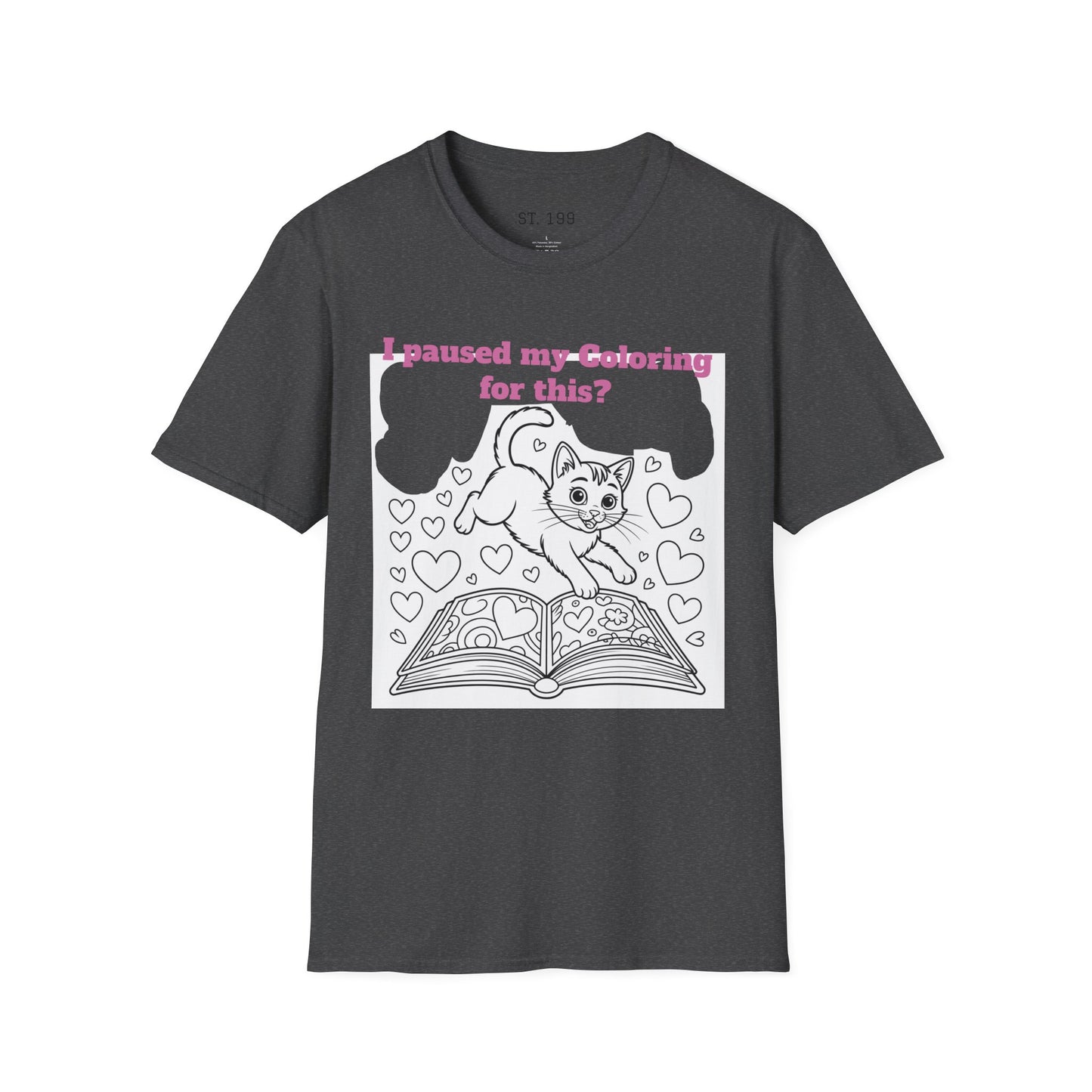 Cat Lover's Coloring Tee | Fun Unisex Softstyle T-Shirt for Creative Souls, Perfect for Gifts, Birthdays, and Cat Enthusiasts