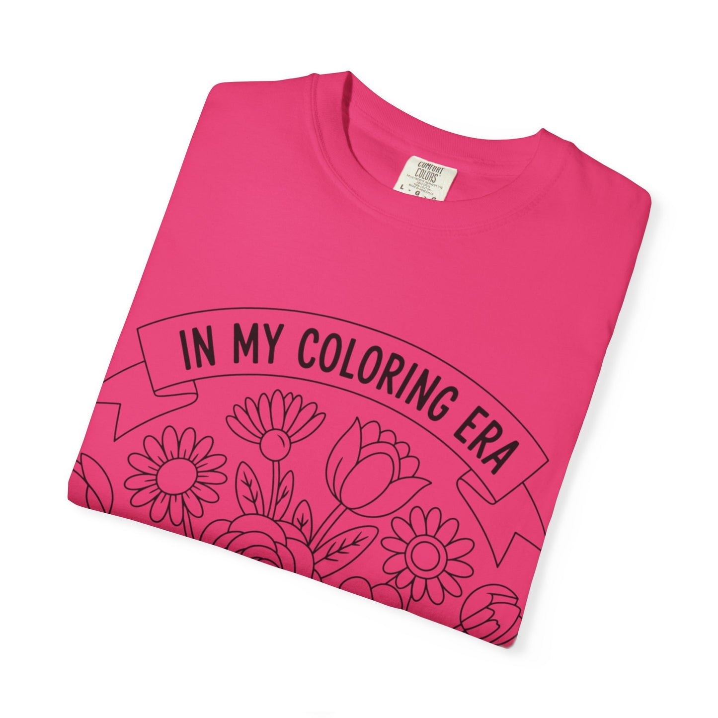 Coloring Era T-Shirt, Floral Graphic Tee, Unisex Gift, DIY Coloring Tee, Relaxed Fit Shirt, Creative Apparel