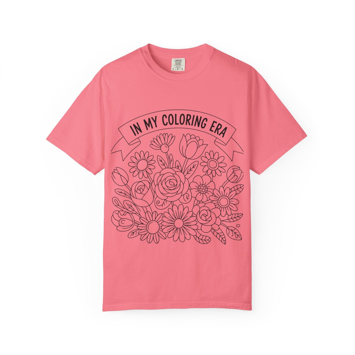 Coloring Era T-Shirt, Floral Graphic Tee, Unisex Gift, DIY Coloring Tee, Relaxed Fit Shirt, Creative Apparel