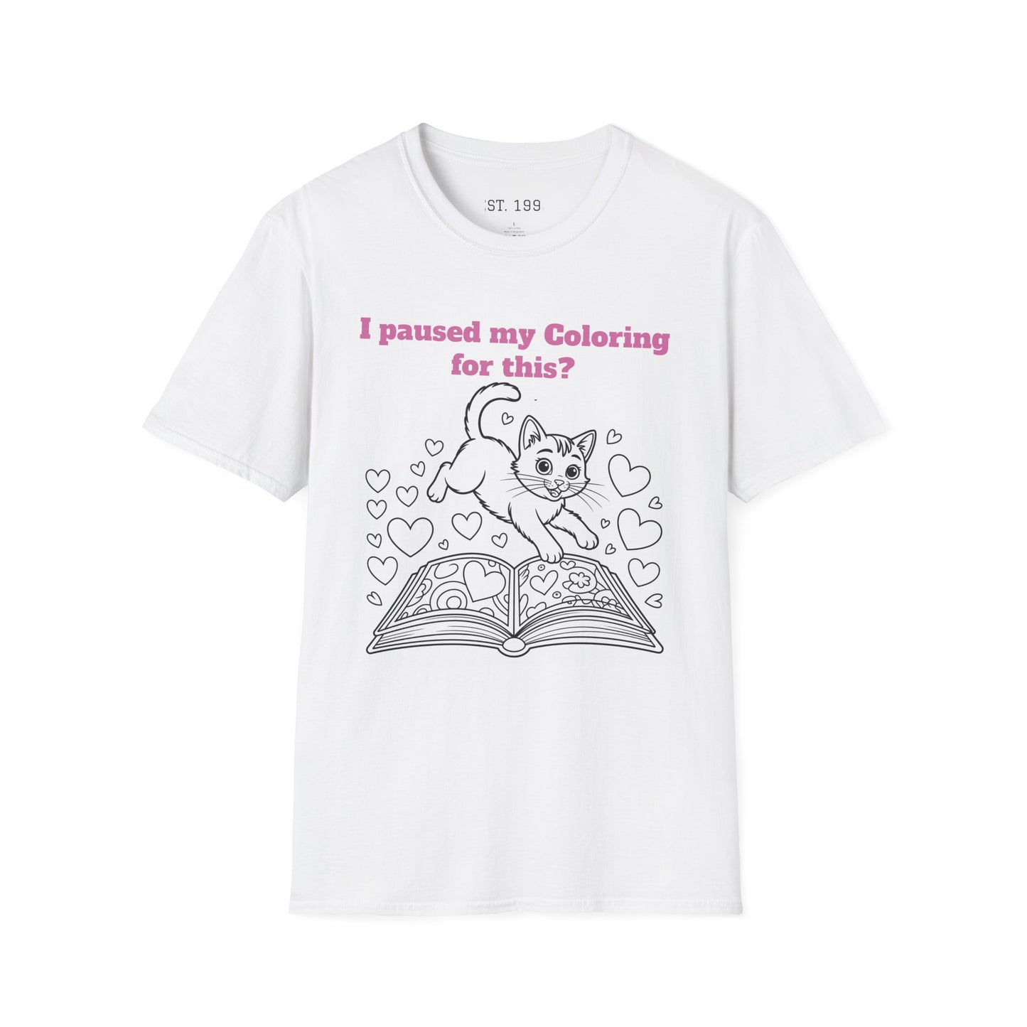 Cat Lover's Coloring Tee | Fun Unisex Softstyle T-Shirt for Creative Souls, Perfect for Gifts, Birthdays, and Cat Enthusiasts