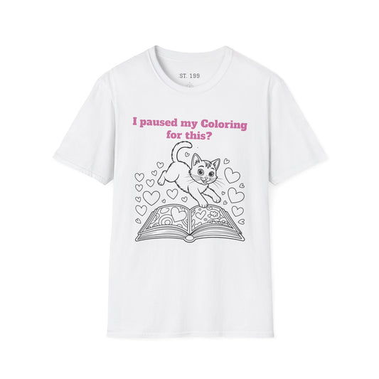 Cat Lover's Coloring Tee | Fun Unisex Softstyle T-Shirt for Creative Souls, Perfect for Gifts, Birthdays, and Cat Enthusiasts