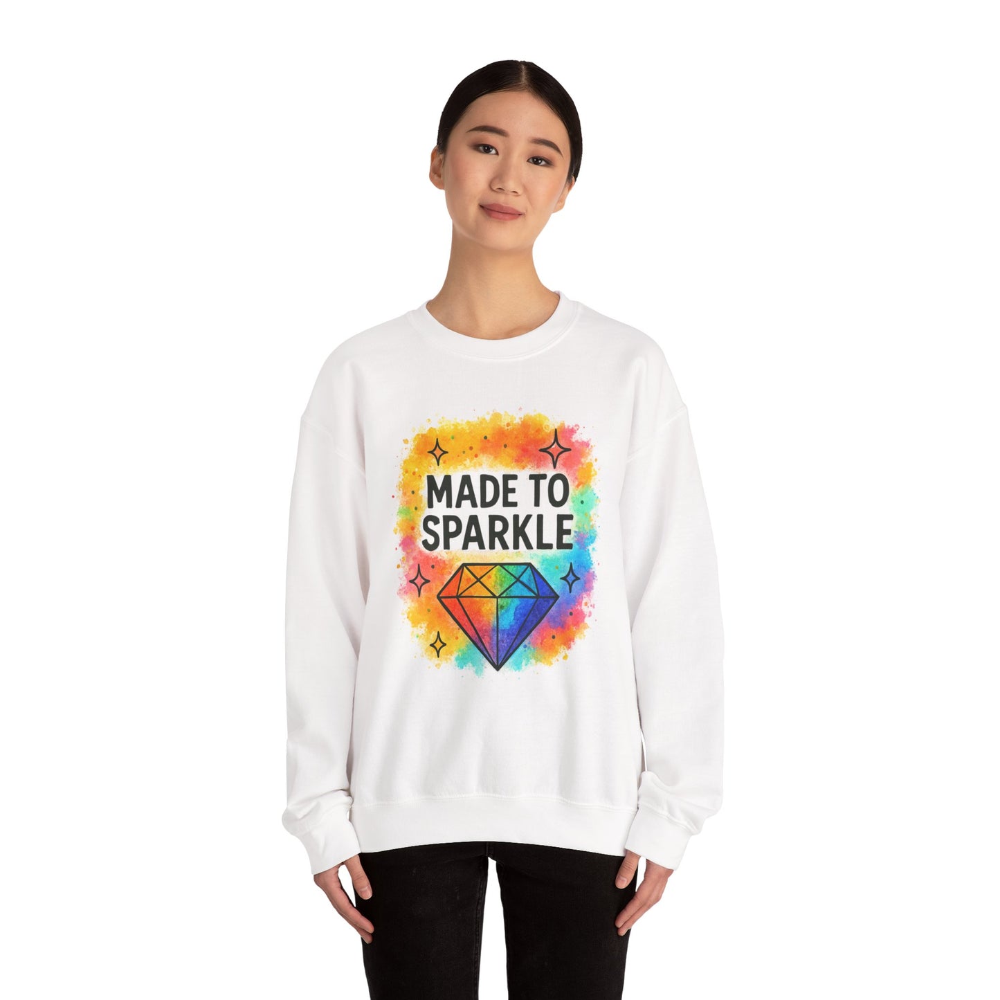 Colorful Sparkle Crewneck Sweatshirt - Perfect for Celebrations, Gifts, Cozy Days, Rainbow Vibes, Unisex Style