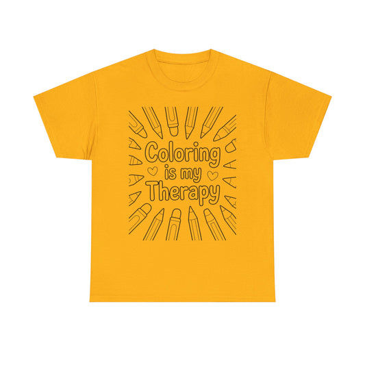 Coloring is My Therapy Tee, Relaxation Gift, Unisex Cotton Tee, Art Lover Shirt, Stress Relief Apparel, Fun Gift for Kids