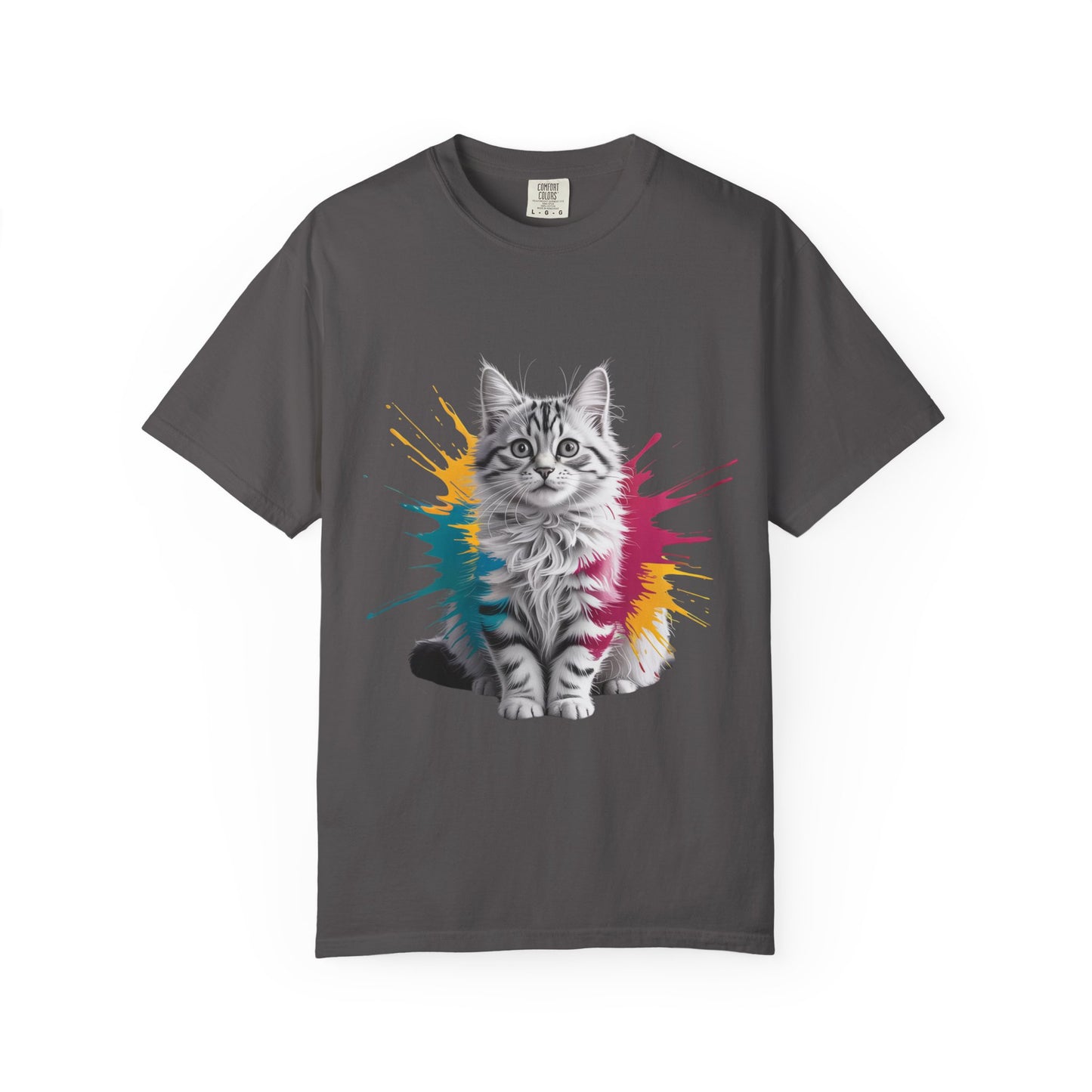 Colorful Cat Graphic Tee for Animal Lovers, Unisex Garment-Dyed T-Shirt, Fun Gift, Casual Wear, Pet Lovers, Birthday Gift