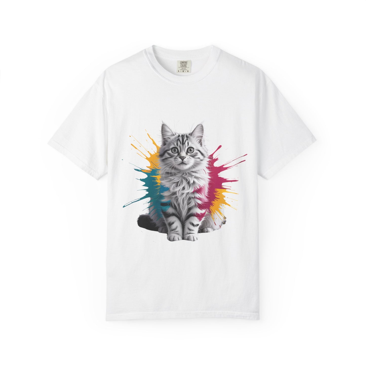 Colorful Cat Graphic Tee for Animal Lovers, Unisex Garment-Dyed T-Shirt, Fun Gift, Casual Wear, Pet Lovers, Birthday Gift