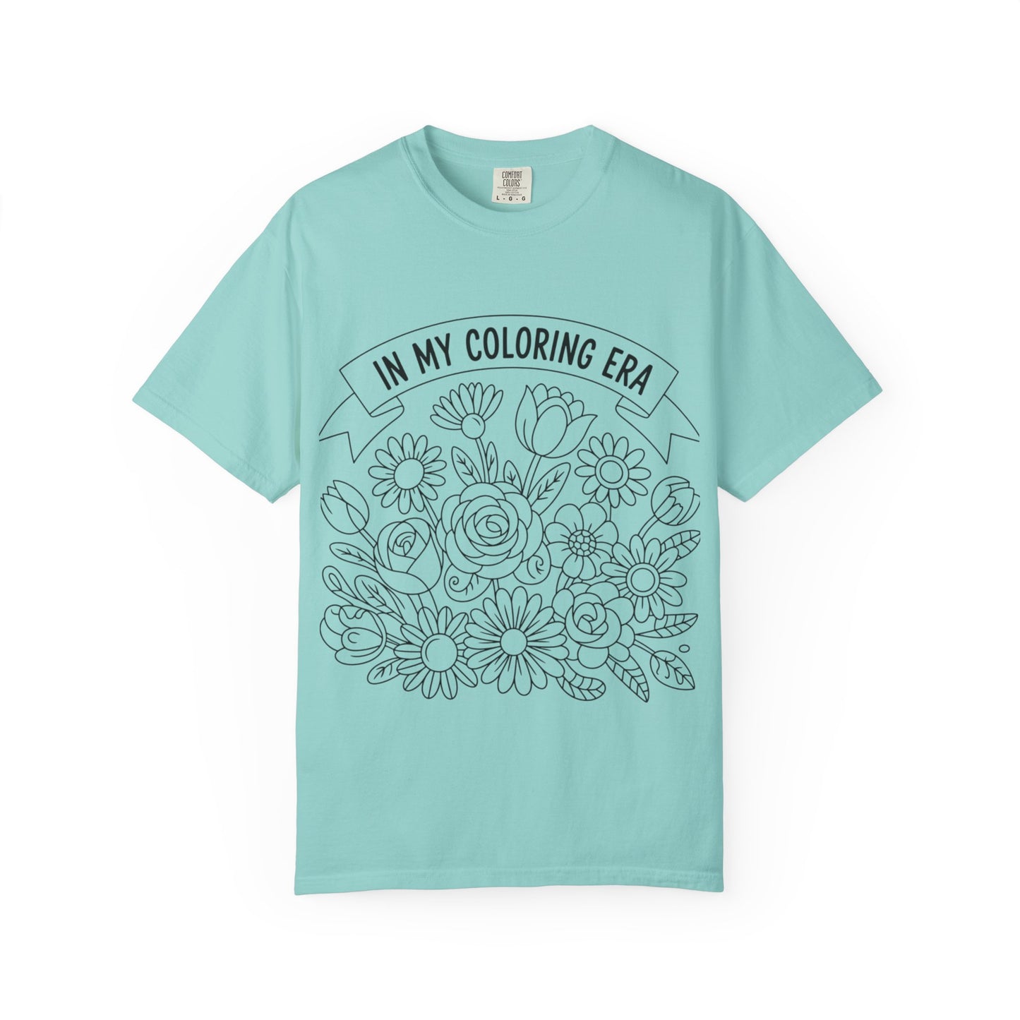 Coloring Era T-Shirt, Floral Graphic Tee, Unisex Gift, DIY Coloring Tee, Relaxed Fit Shirt, Creative Apparel