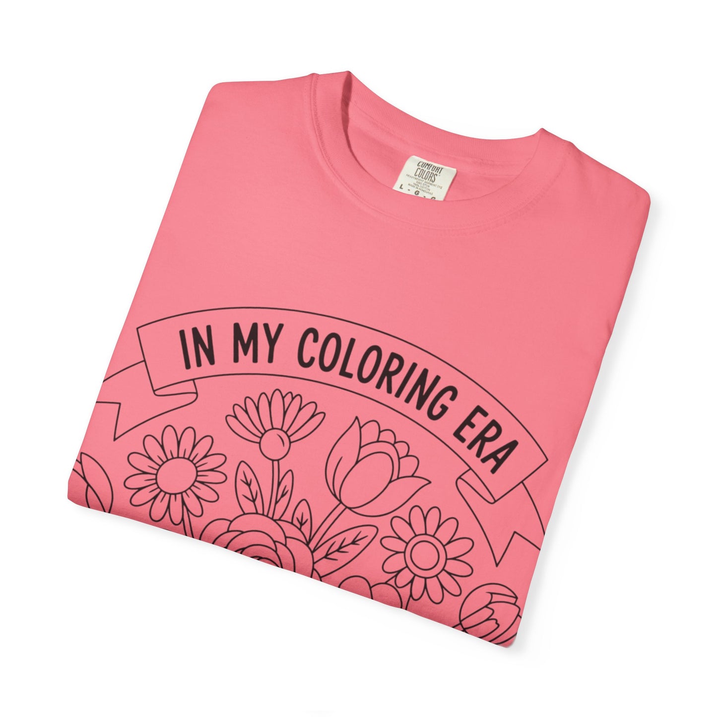 Coloring Era T-Shirt, Floral Graphic Tee, Unisex Gift, DIY Coloring Tee, Relaxed Fit Shirt, Creative Apparel