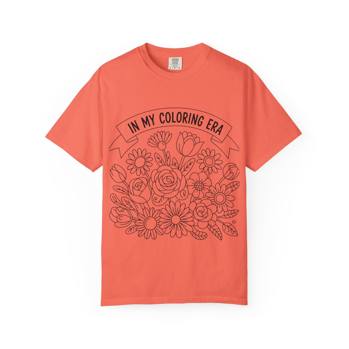 Coloring Era T-Shirt, Floral Graphic Tee, Unisex Gift, DIY Coloring Tee, Relaxed Fit Shirt, Creative Apparel