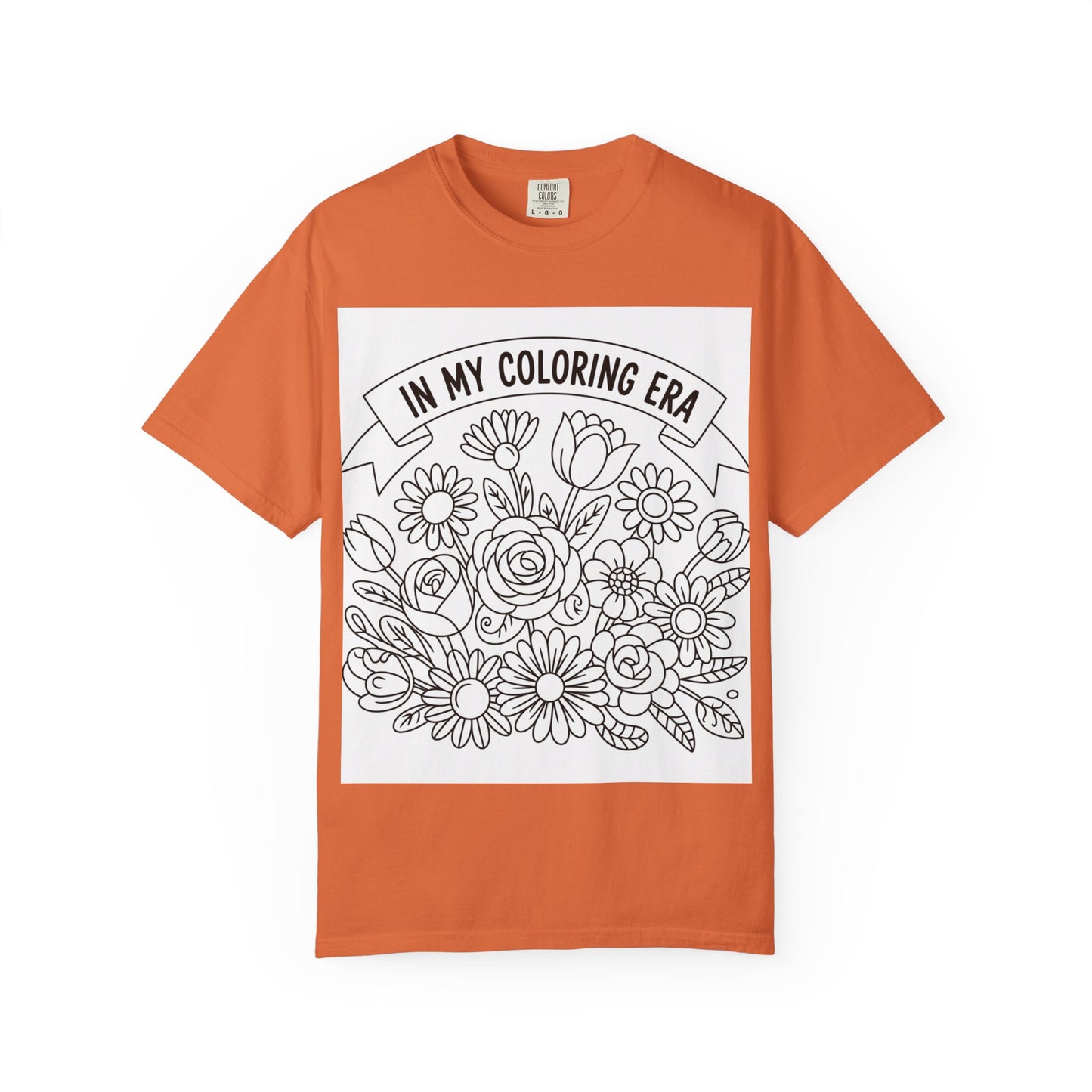 Coloring Era T-Shirt, Floral Graphic Tee, Unisex Gift, DIY Coloring Tee, Relaxed Fit Shirt, Creative Apparel