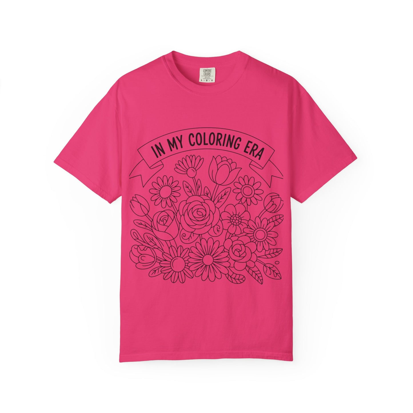 Coloring Era T-Shirt, Floral Graphic Tee, Unisex Gift, DIY Coloring Tee, Relaxed Fit Shirt, Creative Apparel
