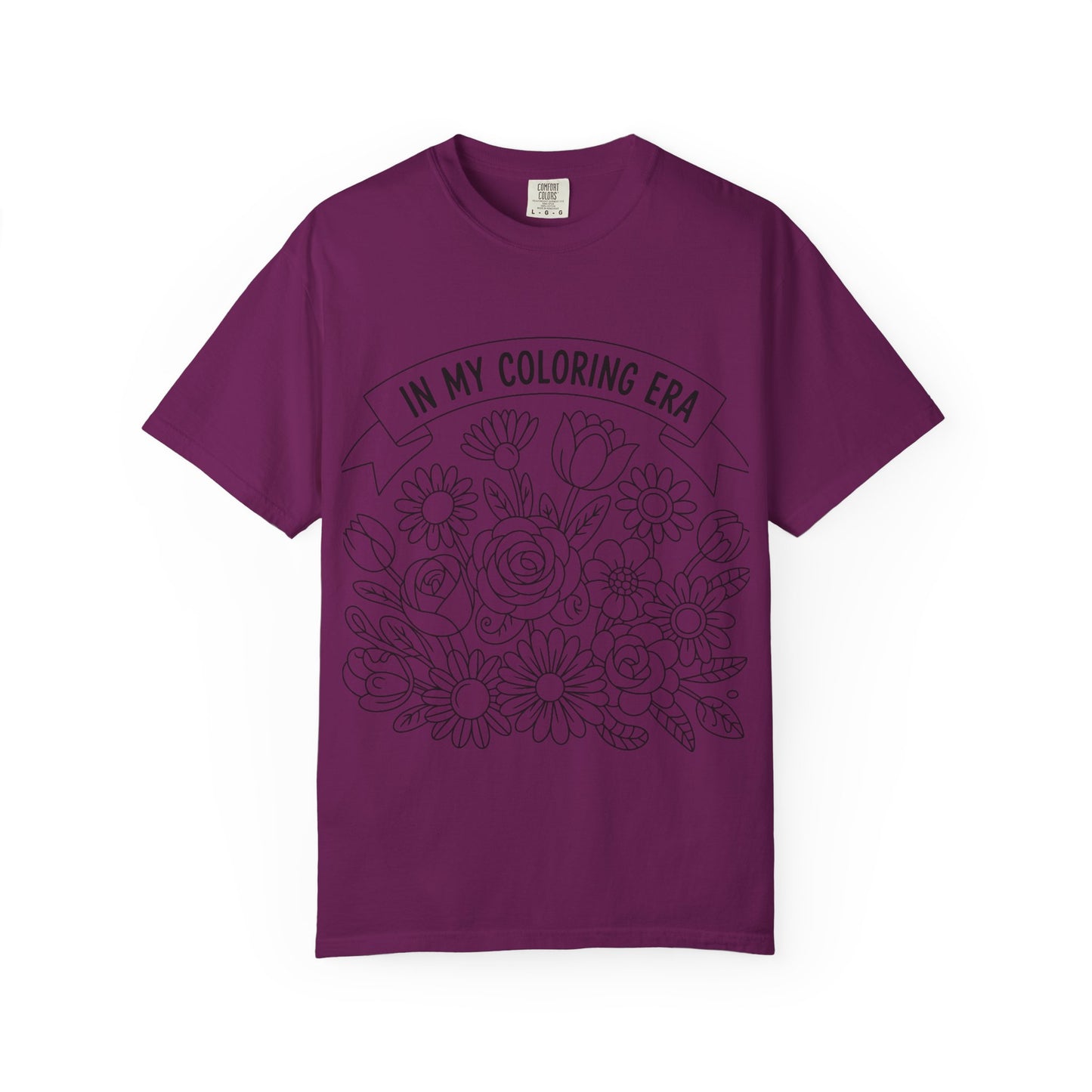 Coloring Era T-Shirt, Floral Graphic Tee, Unisex Gift, DIY Coloring Tee, Relaxed Fit Shirt, Creative Apparel