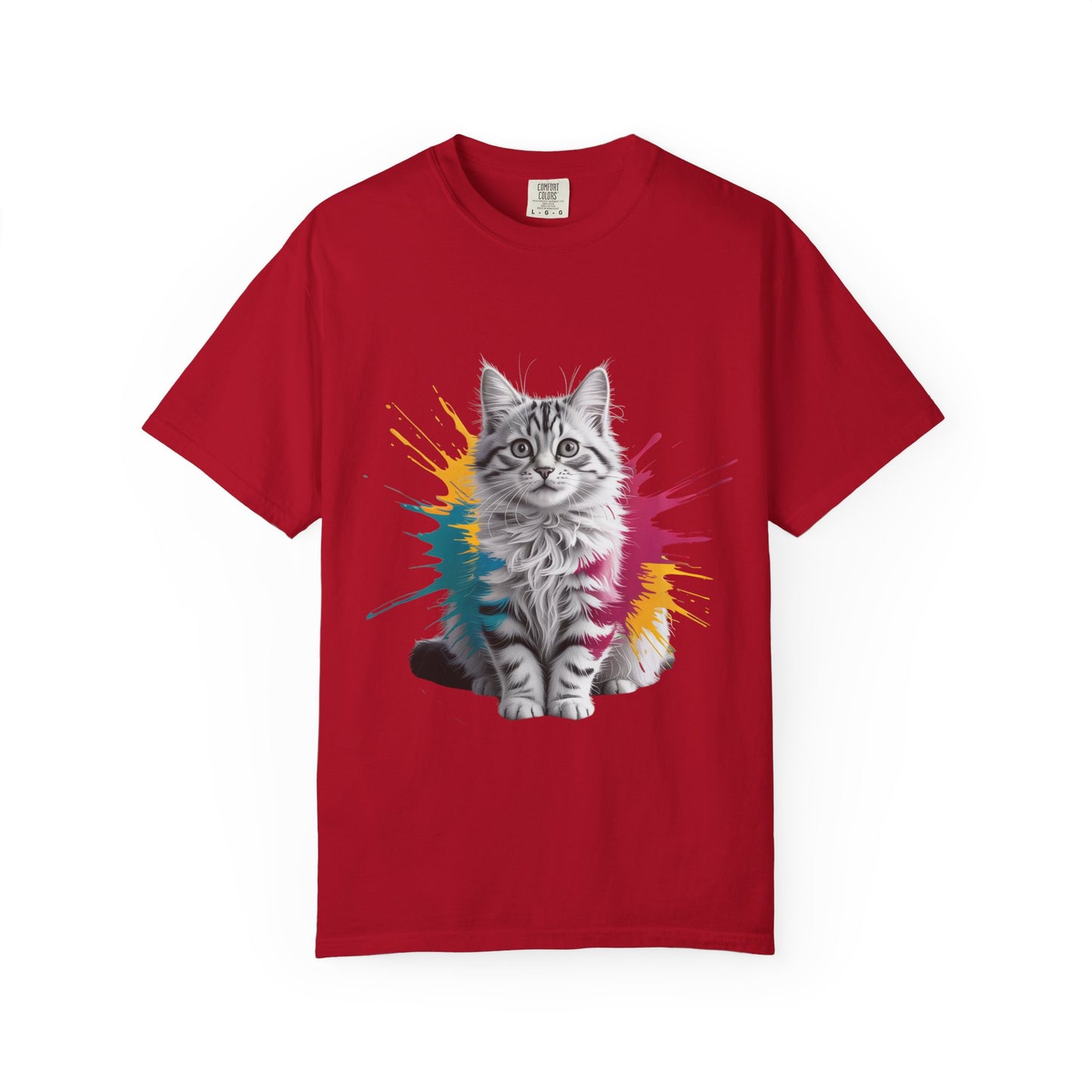 Colorful Cat Graphic Tee for Animal Lovers, Unisex Garment-Dyed T-Shirt, Fun Gift, Casual Wear, Pet Lovers, Birthday Gift