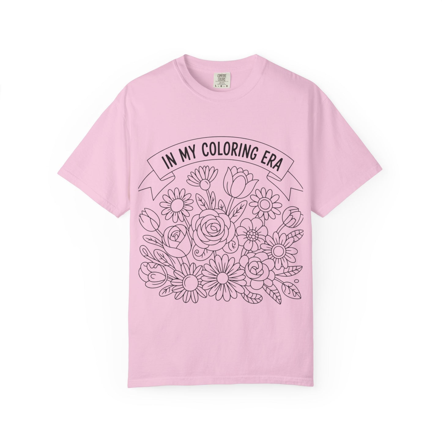 Coloring Era T-Shirt, Floral Graphic Tee, Unisex Gift, DIY Coloring Tee, Relaxed Fit Shirt, Creative Apparel