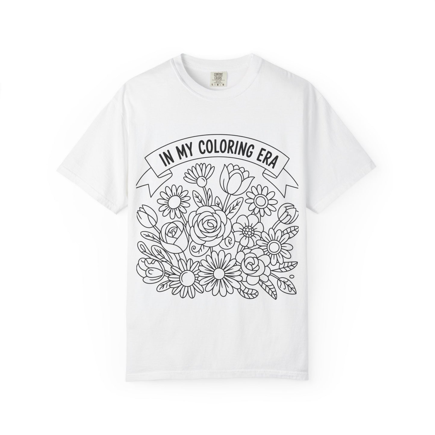 Coloring Era T-Shirt, Floral Graphic Tee, Unisex Gift, DIY Coloring Tee, Relaxed Fit Shirt, Creative Apparel