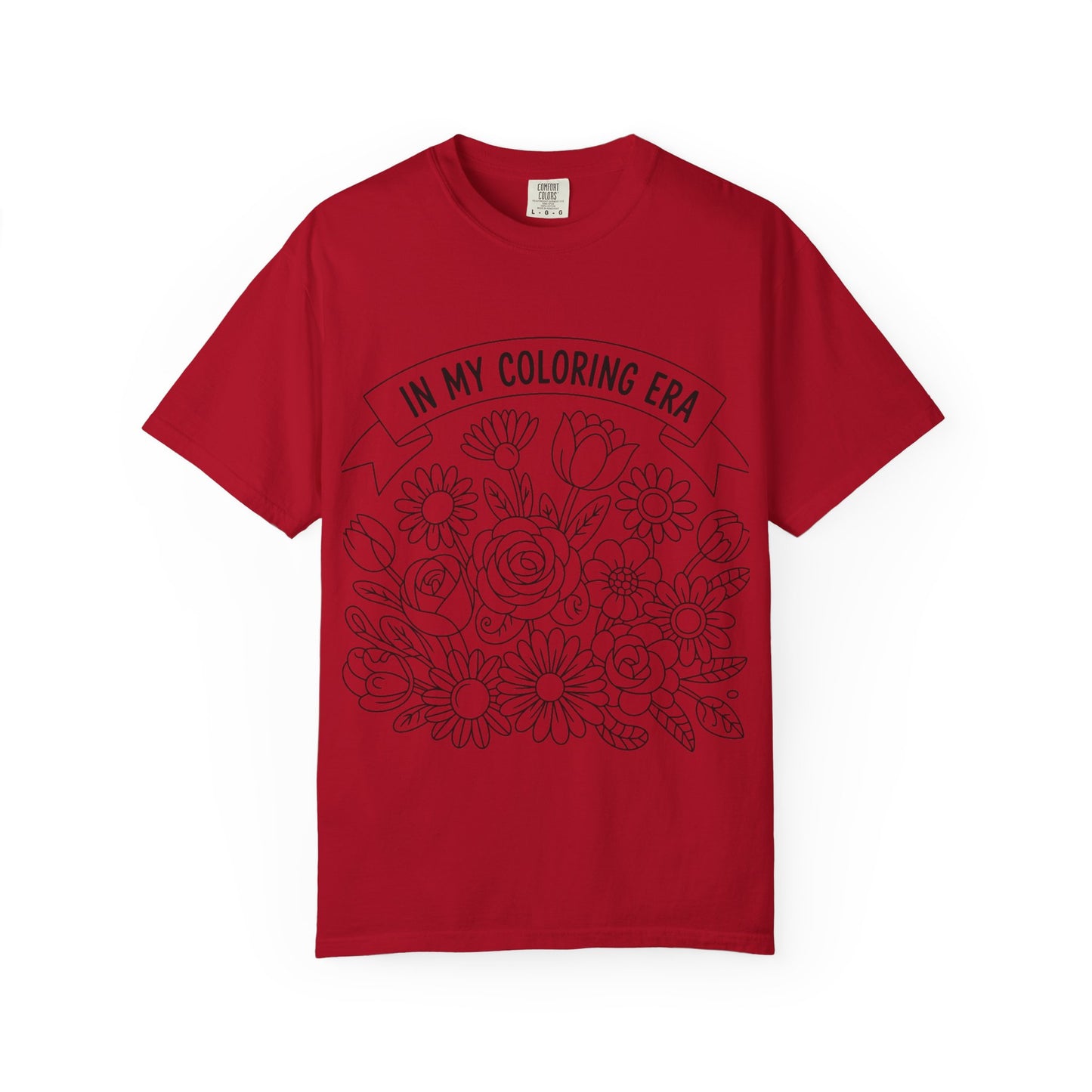 Coloring Era T-Shirt, Floral Graphic Tee, Unisex Gift, DIY Coloring Tee, Relaxed Fit Shirt, Creative Apparel