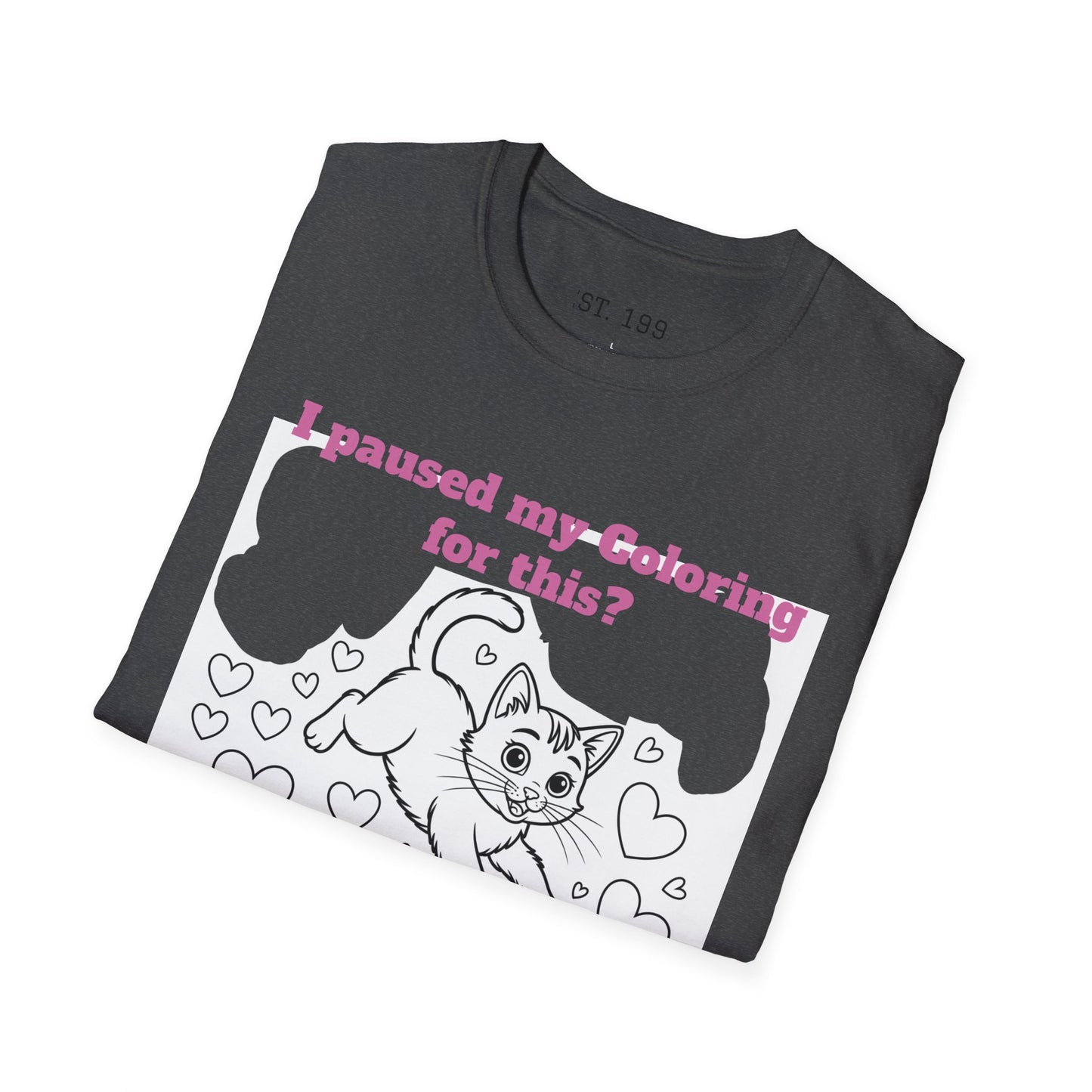 Cat Lover's Coloring Tee | Fun Unisex Softstyle T-Shirt for Creative Souls, Perfect for Gifts, Birthdays, and Cat Enthusiasts