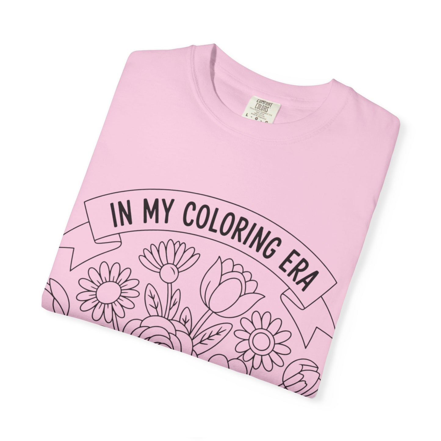 Coloring Era T-Shirt, Floral Graphic Tee, Unisex Gift, DIY Coloring Tee, Relaxed Fit Shirt, Creative Apparel