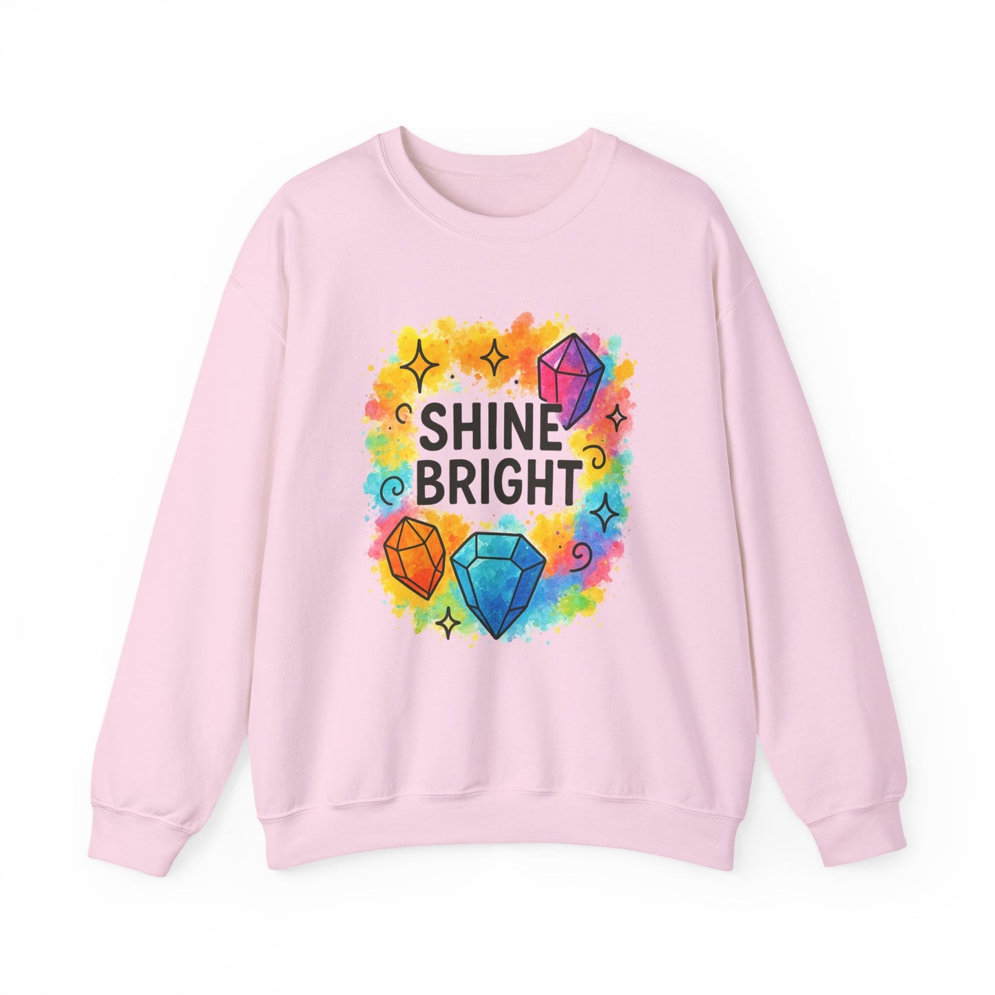 Colorful Shine Bright Sweatshirt | Cozy Unisex Crewneck | Inspirational Gift for Kids & Teens, Rainbow Vibe, Birthday Gift, Everyday Fashion