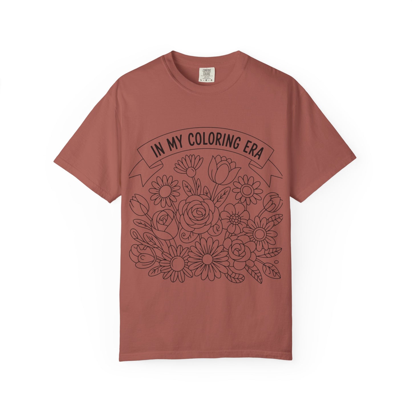 Coloring Era T-Shirt, Floral Graphic Tee, Unisex Gift, DIY Coloring Tee, Relaxed Fit Shirt, Creative Apparel