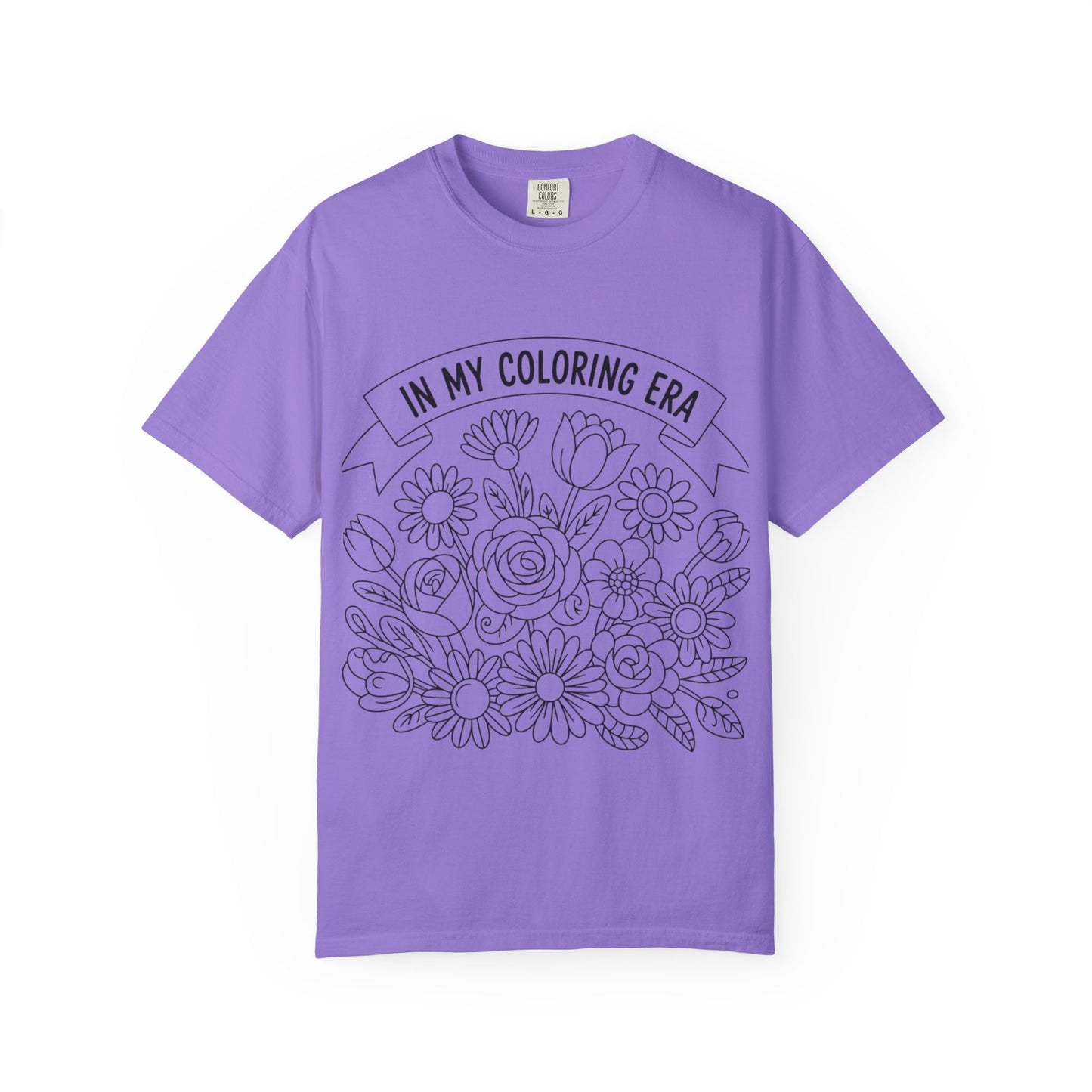 Coloring Era T-Shirt, Floral Graphic Tee, Unisex Gift, DIY Coloring Tee, Relaxed Fit Shirt, Creative Apparel