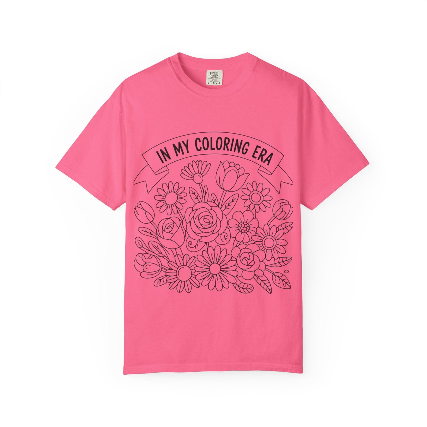 Coloring Era T-Shirt, Floral Graphic Tee, Unisex Gift, DIY Coloring Tee, Relaxed Fit Shirt, Creative Apparel